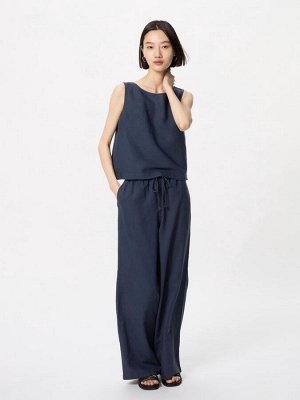 UNIQLO - широкие легкие брюки из смесового льна увеличенной длины