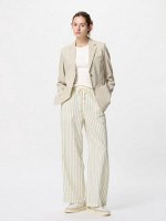 UNIQLO - легкие полосатые брюки из смесового льна увеличенной длины - 01 OFFWHITE