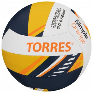 Волейбольный мяч TORRES Simple Orange, V323125, клееный, 18 панелей, р. 5, TPU