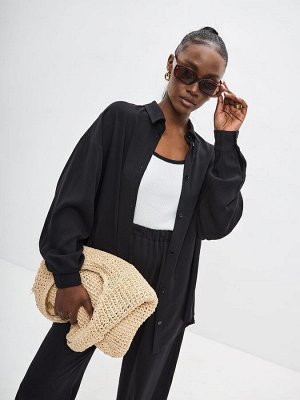 Fashion. Love. Story. Стильная черная рубашка оверсайз NEW