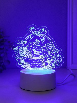 Светильник 3D RISALUX «Пасхальная корзинка», LED-ночник, RGB, от сети, 9.5x17x16.3 см