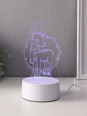 Светильник 3D RISALUX «Олень в гирлянде», LED-ночник, RGB, от сети, 9.5x10.4x16 см