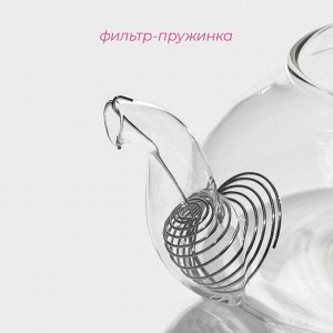 Заварочный чайник Доляна «Элегия», 600 мл, 19x13x12.5 см, металлическое сито, стекло