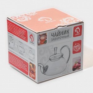 Заварочный чайник Доляна «Элегия», 600 мл, 19x13x12.5 см, металлическое сито, стекло