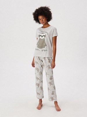 Пижамный комплект из двух предметов с принтом "ленивец"