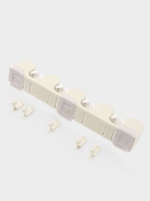 Держатель для швабр настенный самоклеящийся, 4 отделения, 33x6x6 см