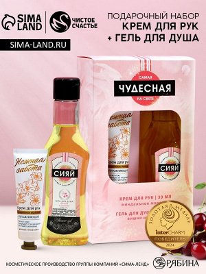 Подарочный набор косметики «Самая чудесная», гель для душа мартини 250 мл и крем для рук 30 мл, Чистое счастье