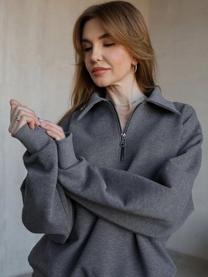 Свитшот-поло женский Pike, темный меланж