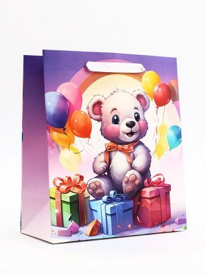 Пакет подарочный вертикальный «Медвежонок», 23x27x11.5 см