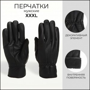 Перчатки мужские, с утеплителем, цвет чёрный