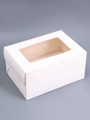 Коробка для 2 капкейка и торт, белая, 25.4?18?12.7 см