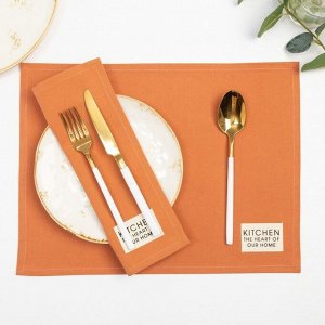 Набор салфеток Этель Kitchen, цвет оранжевый, 30х40 см - 2 шт, 100% хлопок, саржа 220/м2