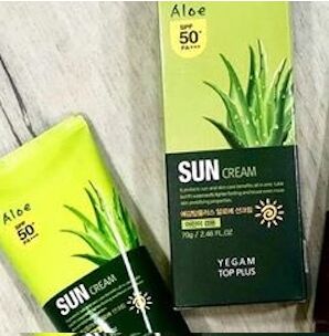 Ye Gam Top Plus aloe SPF 50 PA Увлажняющий солнцезащитный крем для лица и тела с соком алое 70мл