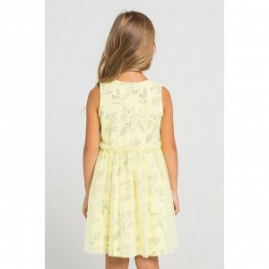 5442 Платье/бледно-лимонный, летние цветы