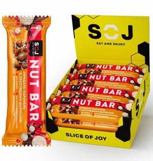 SOJ Ореховый батончик "NUT BAR" 40г (1/4б/16шт) с ир.-слив. вкусом с грецким орехом