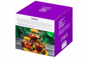 Чайник Crystal Glass 1 л с ситом и бамбуковой крышкой, золотистый