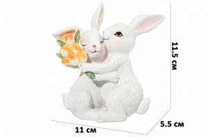 Декоративная фигурка "Кролики с тюльпанами", 11x5,5x11,5 см