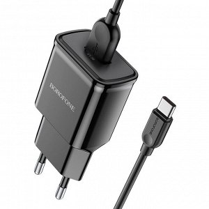 Сетевое зарядное устройство BOROFONE BA59A Heavenly 1xUSB с Кабелем Type-C, 3.0A, 18W