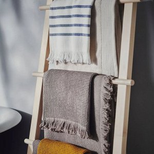 VALLASN, Полотенце, светло-серая/коричневая, 30х30 см