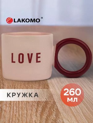 Кружка "Love" 260мл, цв.розовый и бордовый