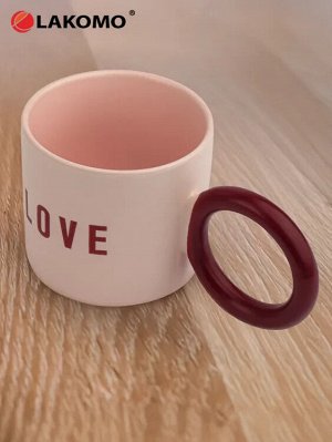 Кружка "Love" 260мл, цв.розовый и бордовый