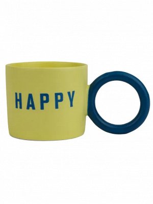 Кружка "Happy" 260мл, цв.светло-желтый и синий