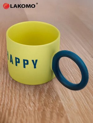 Кружка "Happy" 260мл, цв.светло-желтый и синий