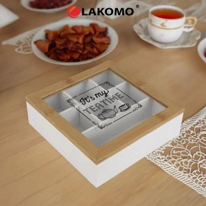 Бокс для хранения чая (бамбук), 20,5х20,5х6,5см