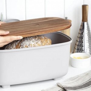 Хлебница с разделочной доской 33,8х20,2х16,3см цв.молочно-белый HB9209KT ВЭД