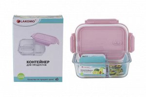 "Soft color" Контейнер стекло 1л три отделения прям. 19,8х5,9х14,8см