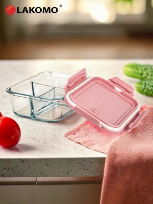 "Soft color" Контейнер стекло 1л три отделения прям. 19,8х5,9х14,8см