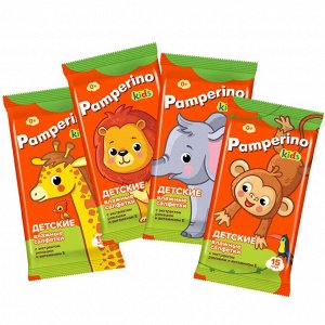"Pamperino"Kids" Детские влажные салфетки с экстрактом ромашки и вит.Е 15шт.
