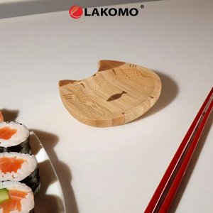 Емкость для соуса и специй "Кошка и рыбка" 7,8х7,3х1см, бамбук