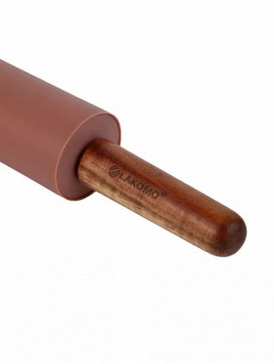 "Cook Charmy" Rose Скалка силиконовая 44,5см c деревянными ручками