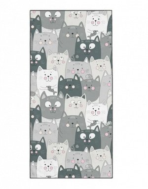 Полотенце махровое "Котики" 60х120см, цв. серый пл.350