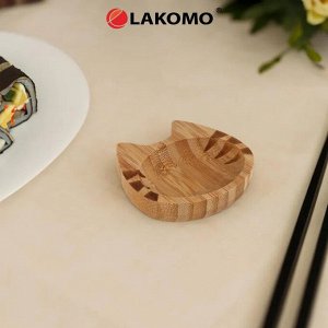 Емкость для соуса и специй "Кошка" 7,5х7х1,5см, бамбук G18-G022-B ВЭД