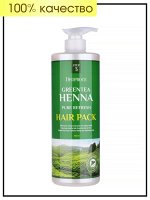 Маска для волос восстанавливающая, 1000 мл / Deoproce Pack Hair Greentea Henna Pure Refresh Step 3