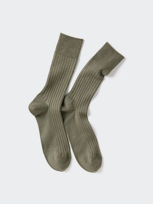 UNIQLO - однотонные носки из хлопка SUPIMA в рубчик - 56 OLIVE