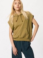 UNIQLO - женская хлопковая толстовка-безрукавка - 33 KHAKI