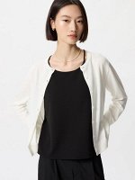 UNIQLO - женский кардиган с круглым вырезом и защитой от UV-лучей - 01 OFFWHITE