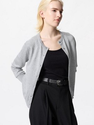 UNIQLO - женский кардиган с круглым вырезом и защитой от UV-лучей - 03 GRAY
