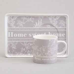 Чайный набор из прочного фарфора "Loving Family Sweet Home", 210 мл, для одного — стильный подарок в яркой упаковке, 1 шт.