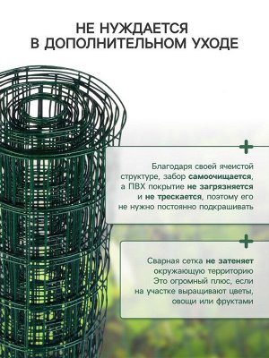 Сетка сварная с ПВХ покрытием 0,5 х 5 м, ячейка 50 х 50 мм, d=1 мм, металл, "Greengo"