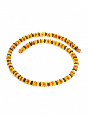 Стильные бусы из натурального янтаря трёх цветов «Карамель пёстрая», 900207157