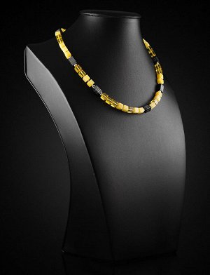 Необычное янтарное ожерелье с магнитным замком «Рафинад», 900404314
