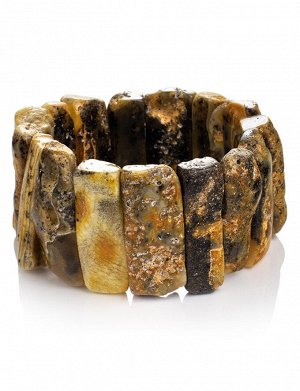 Яркий и необычный браслет из натурального янтаря с природной текстурой «Помпеи», 904908397