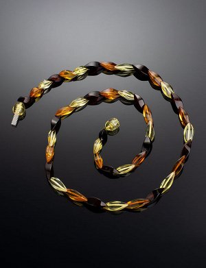 Amberholl / Бусы из натурального янтаря «Змейка трёх оттенков»