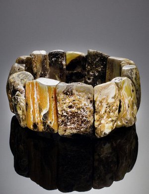 Стильный браслет из цельного янтаря с природной текстурой «Помпеи», 904908406