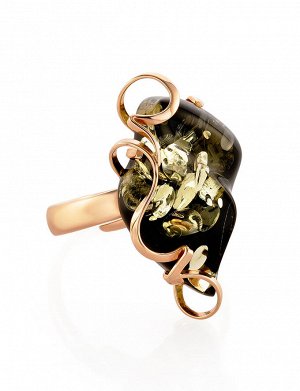 Роскошное кольцо из золота и зелёного янтаря «Риальто», 906209139