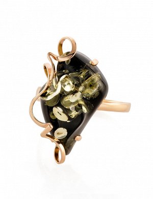 Роскошное кольцо из золота и зелёного янтаря «Риальто», 906209139
